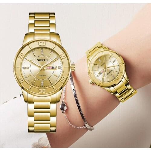 Luxury Brand Women New Watches NORTH Fashion Dress Quartz Steel belt Watch Lady Simple Casual Sport Business Watches Reloj Mujer