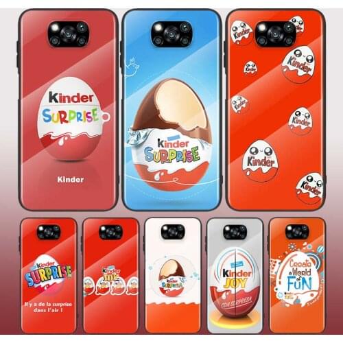 Egg KINDER Joy Surprise Tempered Glass Cover For Xiaomi POCO F3 F2 X3 NFC X2 M2 Pro Phone Case