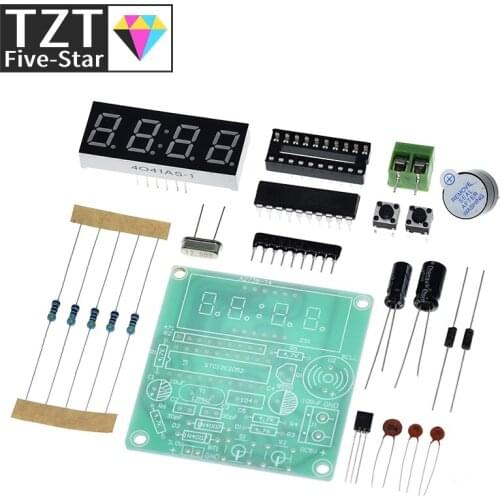 TZT STC12C2052AD Digital LED Display 4 Bits Electronic Clock Electronic Production Suite DIY Kit 0.56 Inch Red Two Alarm