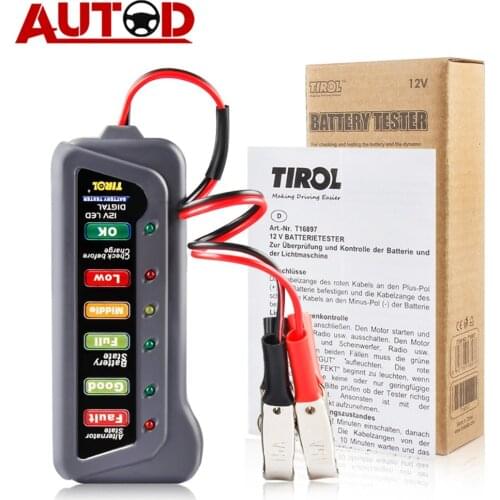 12V Car Battery Tester Digital Capacity Tester Checker 12 Volt Battery Measuring Power Analyzer Tool with 6 LED Light Display
