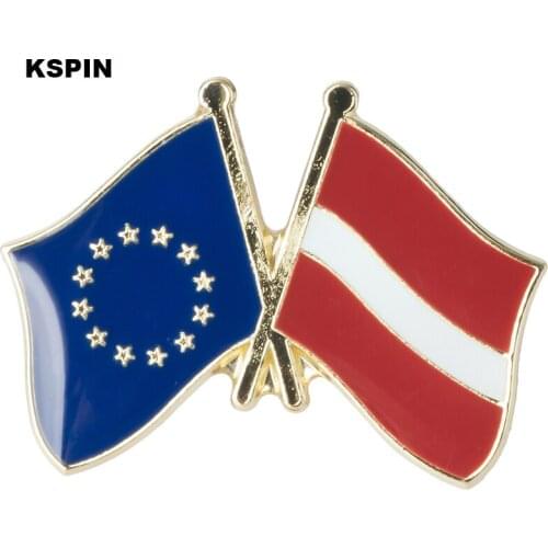 European Union Latvia Friendship Flag Badge Metal Lapel Pin Beautiful Brooches Coins Collectibles XY0081