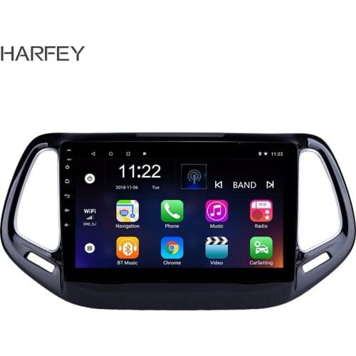 Harfey for 2017 Jeep Compass Head Unit GPS Navigation Android 10.0 10.1" USB Mirror Link Bluetooth WIFI Support DVR OBD2 SWC