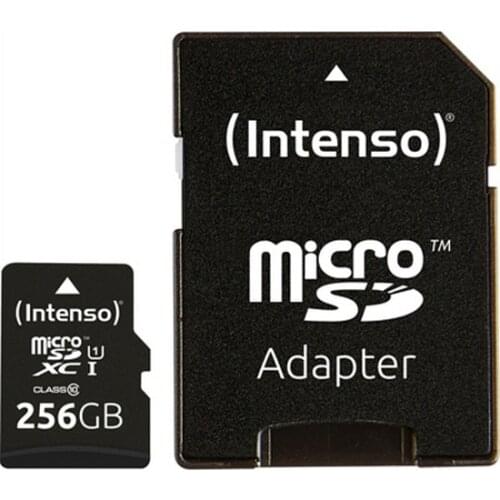 Micro SD Memory Card with Adaptor INTENSO 3423492 256 GB Black