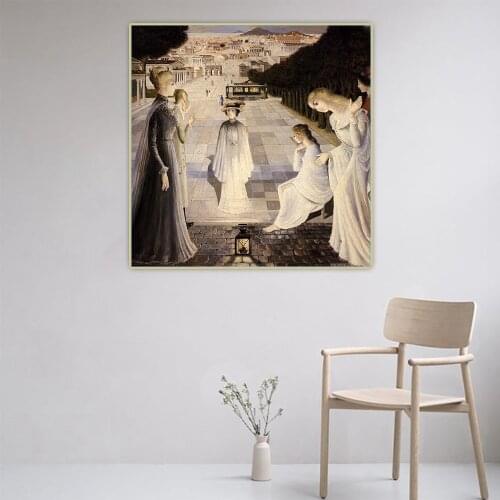 Citon Paul Delvaux《Messaging,1980》Surrealism Canvas Oil Painting Artwork Poster Picture Background Wall Decor Home Decoration