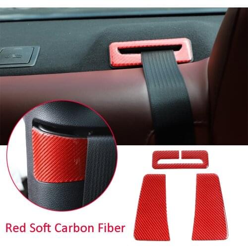 Soft Real Carbon Fiber Seat Safety Belt Buckle Cover Kit for Dodg Challenger 2015-2020