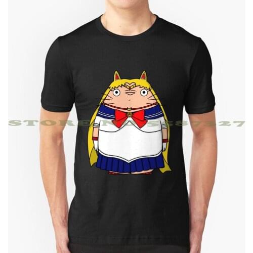 Sailor Totomoon Fashion Vintage Tshirt T Shirts Sailor Moon Totoro My Neighbor Neighbor Hayao Miyazaki Studio Ghibli Manga