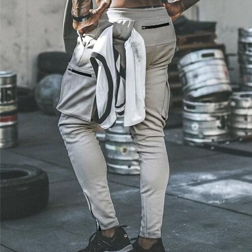 Mens Joggers Sport Pants Running Pants Men Fitness Sweatpants With Zipper Pockets Gym Men Jogging Pants Bodybuilding Trousers