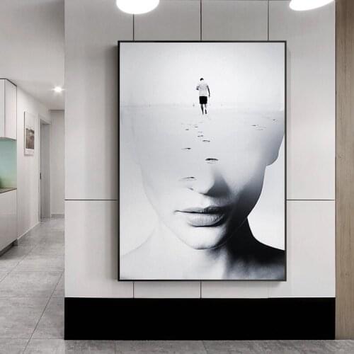 Nordic Style Brainstorming Wall Art Canvas Abstract Girl Paintings On The Wall Modern Cuadros Pictures For Living Room Decor