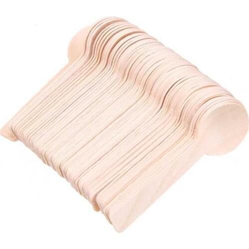 Disposable Wooden Spoon Mini Ice Cream Spoon Wood Western Dessert Scoop Wedding Party Tableware LX4188