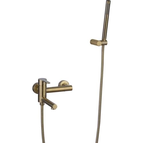 Luxuery Gold Bathroom Accessoeies Bathroom Shower Set Solid Brass Shower Head Set Wall Mounted Brushed Gold Rain Shower System