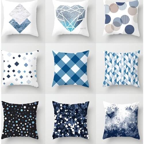 Teal Blue Glitter Throw Pillow Case Circle Painting Diamond Geometry Cushion Covers for Home Sofa Chair Decorative Pillowcases