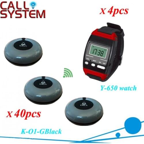 Communication system for Restaurant guest pager services 40pcs table bell with 4 wrist hand watch reciever wireless