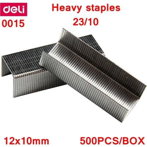 500PCS/BOX Deli 0015 Heavy duty staples 23/10 staples 12x10mm staples width 12mm height 10mm capacity 75pages 70g papers