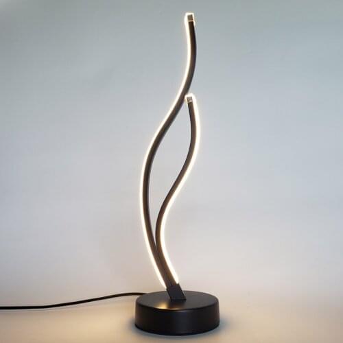 Diminu Modern LED Table Lamp Spiral Bedside Lamp Night Light EU Plug Curved Desk Bedside Lamp Cool White Warm White Light