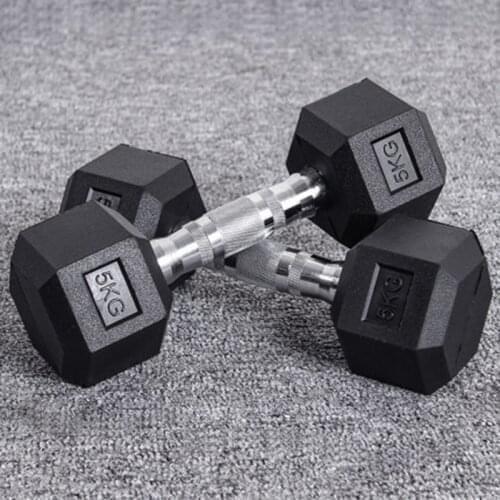 GYM Professional Commercial Fitness Equipment 2.5KG-50KG Can Be Customized Solid Rubberized Mens Workout Hexagon Dumbbell