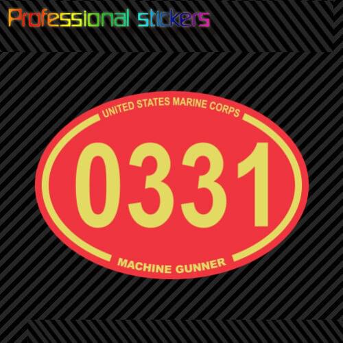 United States Marine Corps MOS 0331 Infantry Machine Gunner Red Oval Sticker Stickers for Motos, Cars, Laptops, Phone
