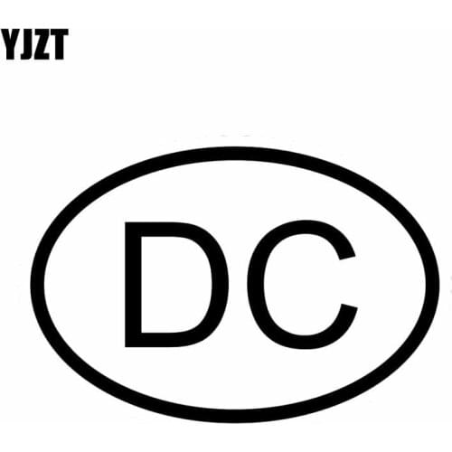 YJZT 13.2CM*9CM DC DISTRICT OF COLUMBIA COUNTRY CODE OVAL CAR STICKER VINYL DECAL Black Silver C10-01328
