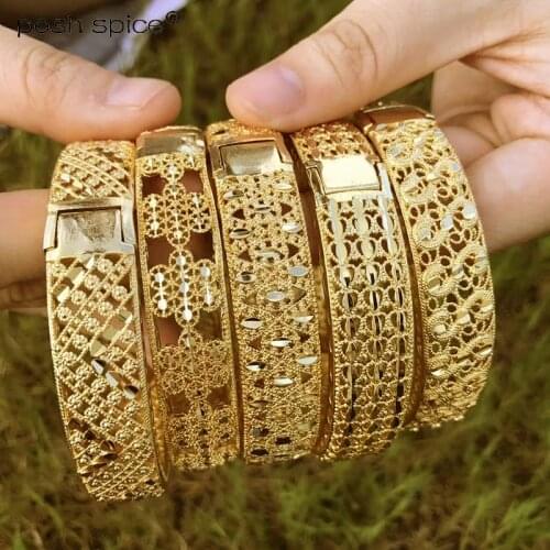 Bride Jewelry Dubai Bangles for Women Middle East Gold Indian Bangles Ethiopian Mesh Bracelets Wedding Jewelry African Gifts