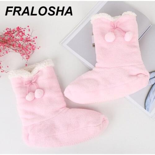 Womens Winter Floor Shoes Woman Home Slippers Christmas Girls Warm Soft Indoor Socks Slippers Warm Fur plush Insole