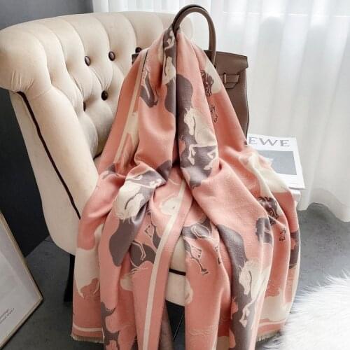 Women Winter Cashmere Scarf 2021 Design Print Pashmina Shawls and Wraps Thick Warm Female Bufanda Hijab Blanket Stoles