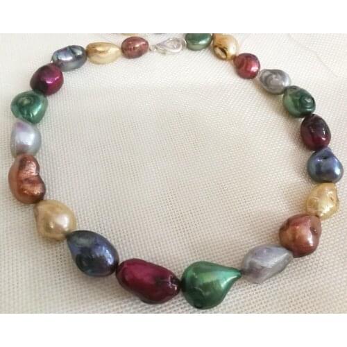 Women Jewelry natural pearl 12-18mm Colorful Baroque freshwater pearl necklace gift 17'' 43cm