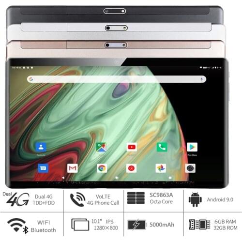 Super Fast 10 Inch Tablet Octa Core 6GB RAM 32GB ROM 1280x800 HD Screen Dual 2.5D Glass 4G FDD LTE Android 9.0 WiFi Bluetooth