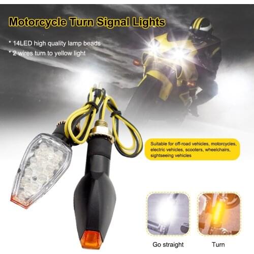 2pcs/set Universal Motorcycle LED Turn Signals Long Short Turn Signal Indicator Lights Blinkers Flashers Amber