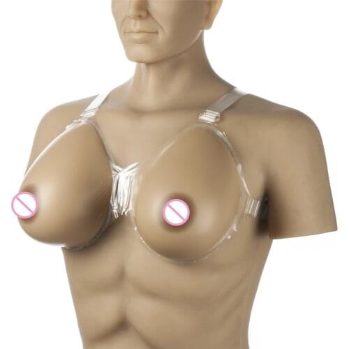 2400g/pair Crossdresser Shemale Breast Forms Teardrop Fake Boobs Prostheses Ultra-Soft Silicone Breast Bra Needn't Adhesives