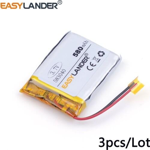 3pcs /Lot 583040 580mAh 3.7v lithium Li ion polymer rechargeable battery CE FCC ROHS certification authority battery pack