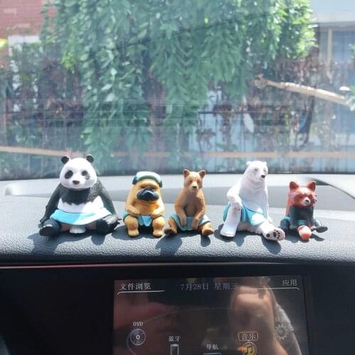 5PS Cute Funny Animal Car Interior Decoration Panda Polar Bear Auto Center Console Ornament For Car Product Interior Accessories