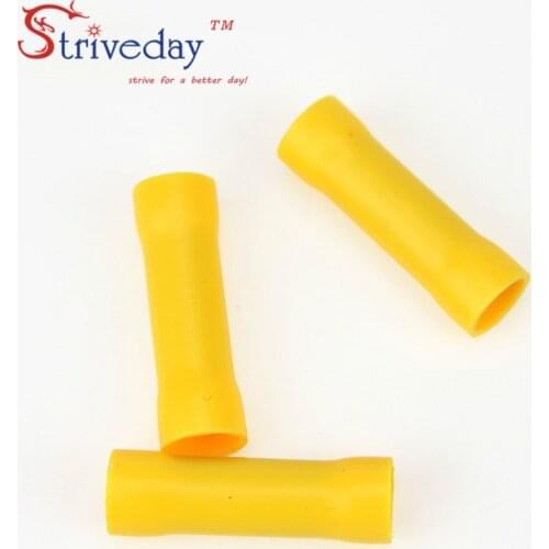 500pcs/lot BV5 Yellow Flared Butt Insulated Connector Cold Terminals Crimp