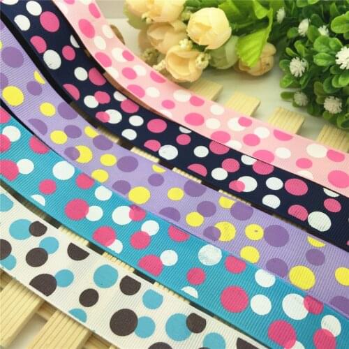 NEW DIY 5 Yards 1'' 25mm Dot Juice Printed Grosgrain Ribbon Hair Bow