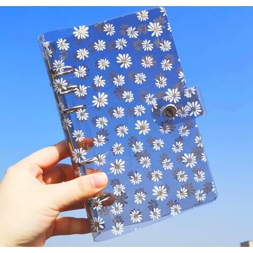 SKYSONIC A6 Daisy Binder Cover-Loose Leaf Organizer Diary-Bullet Transparent PVC Case Handbook Organizer Stationery Supplies