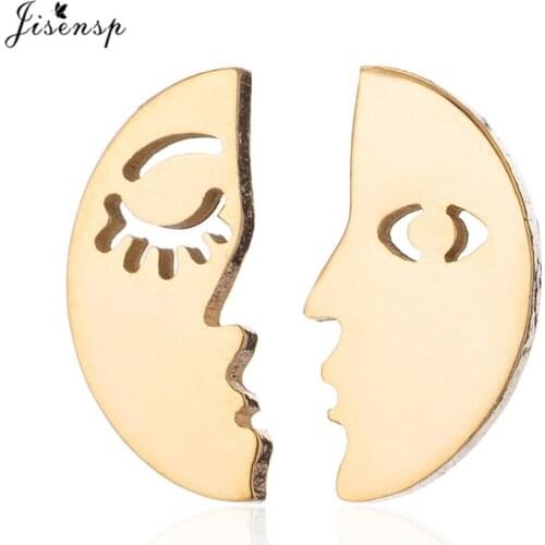 Jisensp New Mini Stainless Steel Moon Stud Earrings for Women Fashion Jewelry Korean Minimalist Earrings Accessories aretes