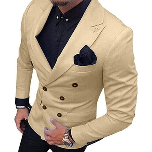 Slim Fit Men Suits with Double Breasted Wedding Tuxedo for Groomsmen Peaked Lapel Male Blazer with Pants Male Fashion Costume