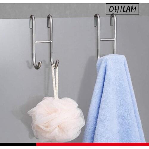 Shower Door Hooks Towel Hooks for Bathroom Frameless Glass Shower Door, Shower Squeegee Hooks, Silver Black Gold