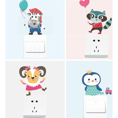 Cute Animals Switch Wall Stickers For Home Decoration Laptop Cup Refrigerator Decor Kids Room Mural Wall Decals