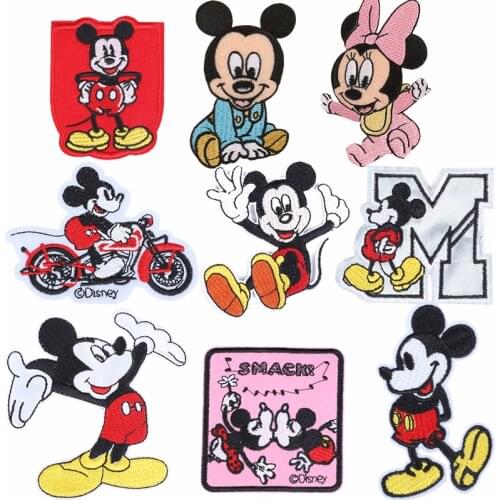 Mickey Minnie Mouse Mini Embroidery Clothes Patches Disney Cute CartoonSew Iron Cloth Patch Shirt Hoodie Applique Cloth Sticker