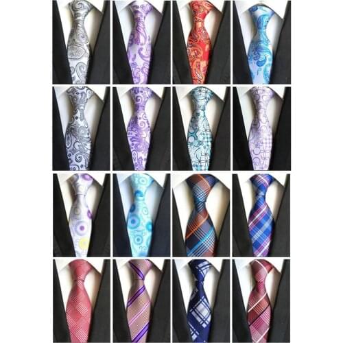 Fashion Classic Paisley Red Black Lavender Blue Jacquard Woven 100% Silk Mens Tie Necktie Floral Checked Geometric Stripe Tie
