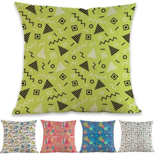 Fashion Memphis Style Colorful Polygon Dot Line Circle Geometric Pattern Pillow Case Home Gallery Sofa Decoration Cushion Cover