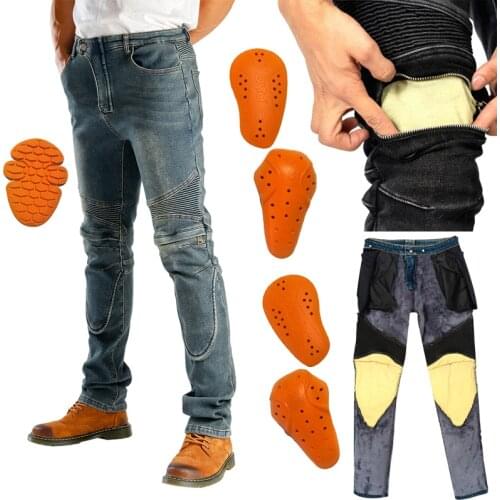 Motorcycle Jeans Aramid winter Windproof Plus Velvet fireproof and wearable Motorbike Trousers Motocross Pants
