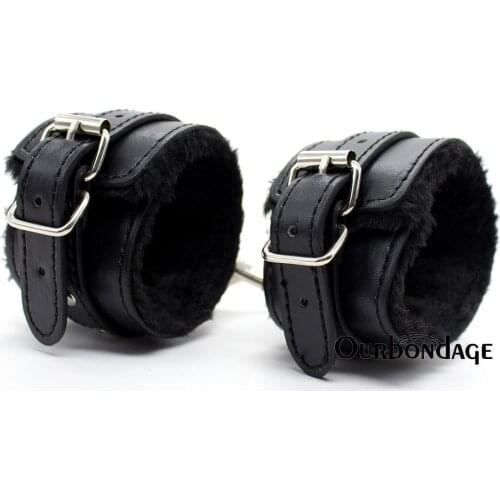 Ourbondage 4 Color Adjustable PU Leather Plush Handcuffs Ankle Cuff Restraints BDSM Bondage Sex Toys