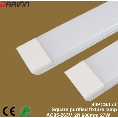 New Style! Led Clean Purification Tube Light 2ft 600mm 27W Led Flat Batten Light 3 Lines Led Tri-proof Lamp 170 Beam angle