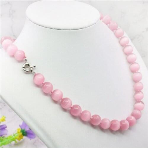 Charming AAA++ 10mm Pink Mexican Opal Round Beads Necklace Hand Made Rope Chain Beads DIY Jewelry Natural Stone (Minimum Order1)