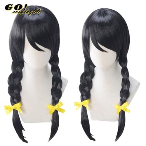 Bakemonogatari Hanekawa Tsubasa Wig Cosplay Black Braids Halloween Role Playing Hair