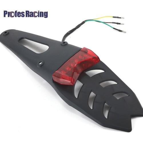 Motorcycle Rear Fender License Plate Bracket Holder With 12V LED Taillight Brake Lamp Off-Road ForYamaha Kawasaki