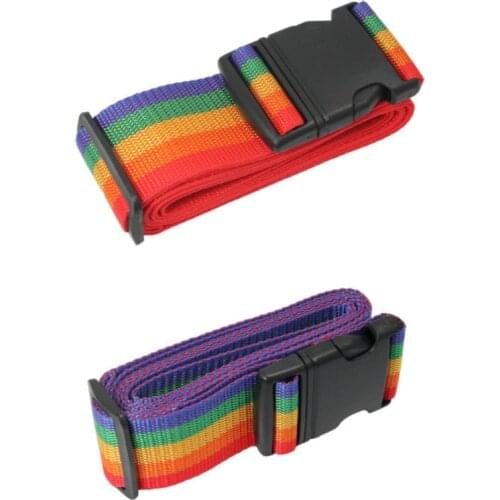 Luggage Strap Rainbow Color Baggage Packing Belt Adjustable Travel Suitcase Buckle Strap