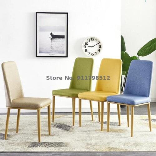 Net red dining chair nordic chair backrest office home mahjong dining table and chair simple wrought iron leather hotel makeup