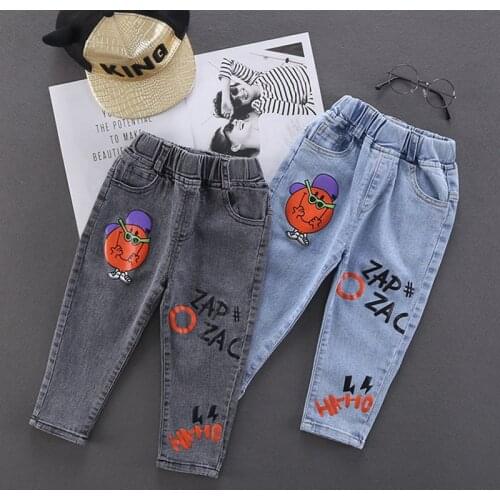 Autumn Spring Baby Boys Girls Jeans Pants Kids Clothes Cotton Casual Children Trousers Denim 3-8 Years Blue Gray