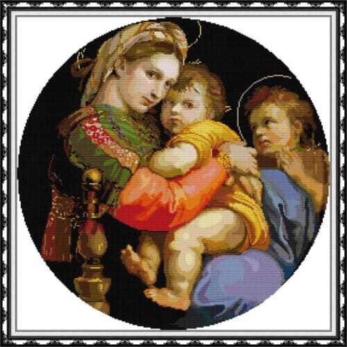 Stamped Madonna Della Seggiola Embroidery Needlework Cross Stitch Kit Pattern 11CT 14CT Printed Counted Thread Fabric Home Decor